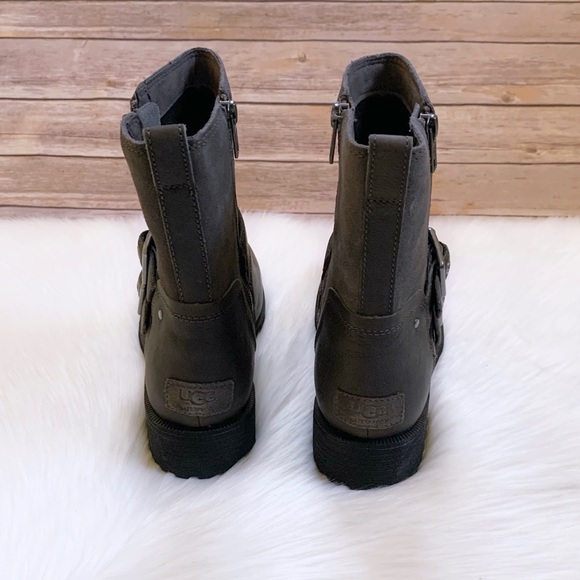 UGG Wilde Slate Waterproof Leather Moto Boots - Picture 5 of 8